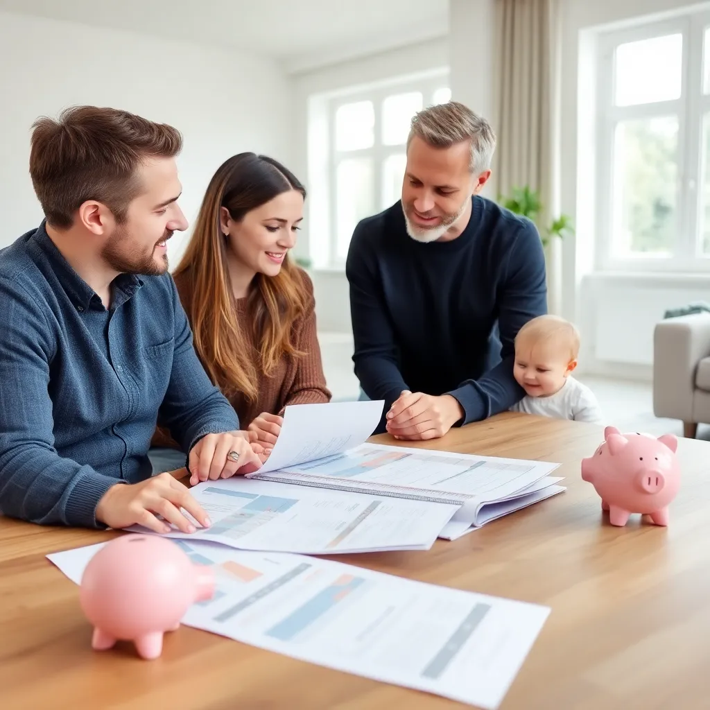 Nederlandse familie bespreekt hun financiën aan de keukentafel